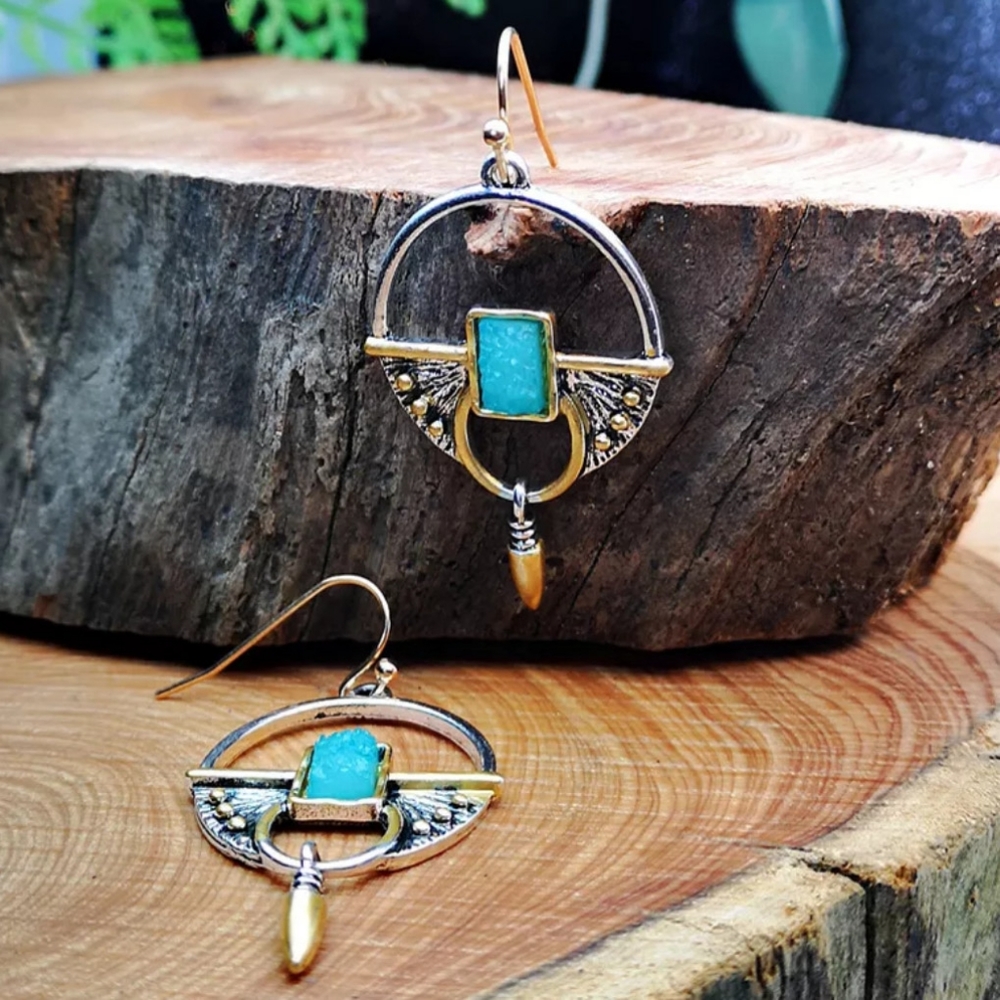 🎀Tribal Hollowed Out Round Bullet Drop Earrings - Picture 8 of 8